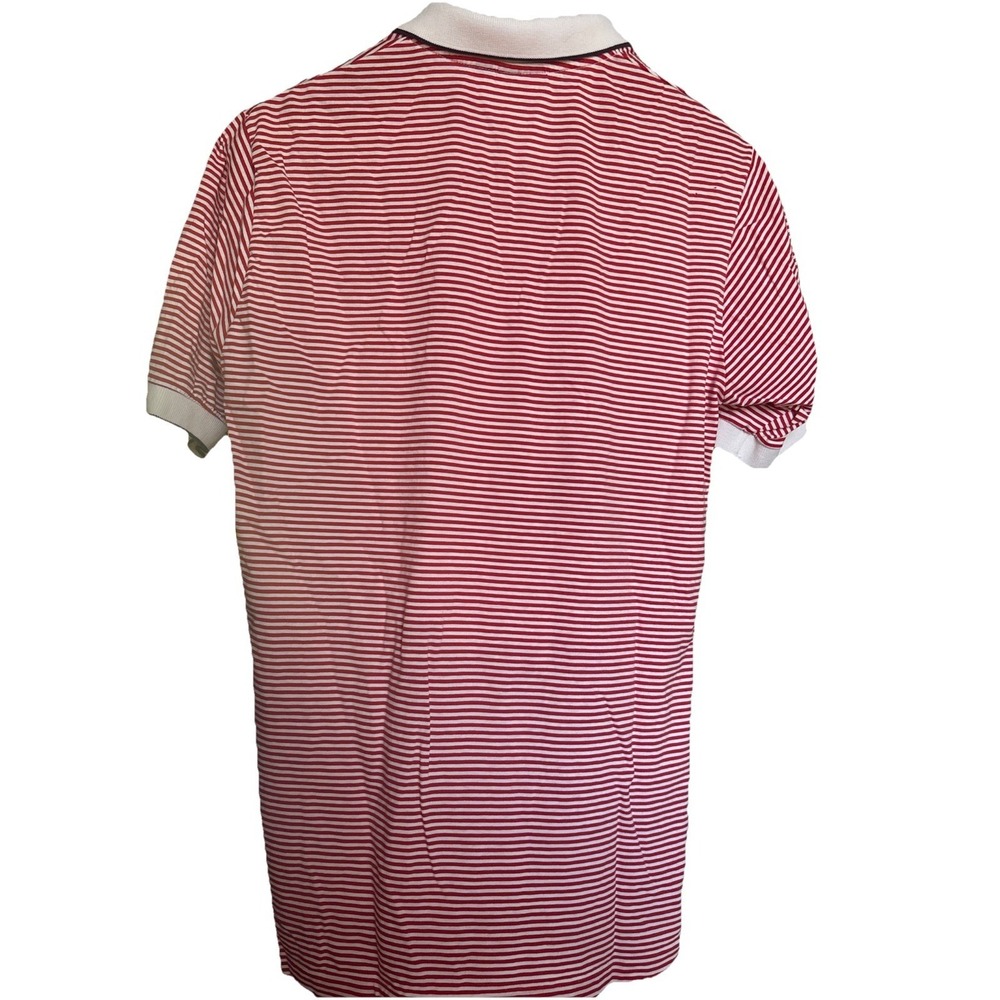 Chaps Ralph Lauren Mens Striped‎ Polo Shirt Red White Short Sleeve Cotton Large - Picture 6 of 7
